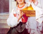 皮埃尔奥古斯特库特 - Pisan Girl with Basket of Oranges and Lemons